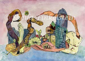 abstract pods watercolor painting