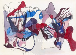 maroon abstract watercolor painting